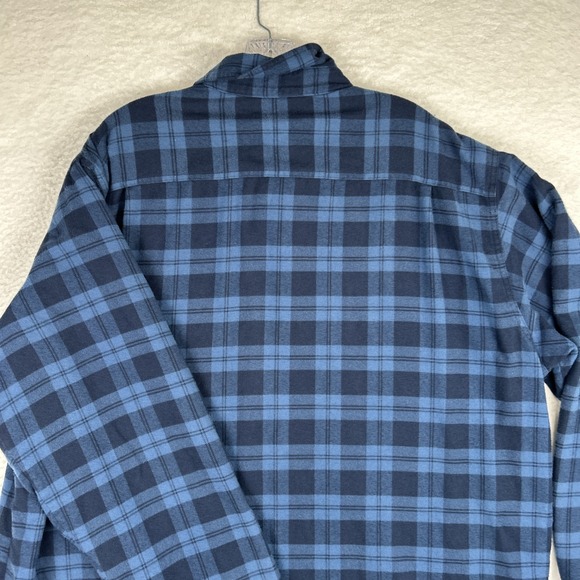 LL Bean Fleece Lined Flannel Shirt Jacket Blue Plaid Men's XL Tall - Picture 12 of 13